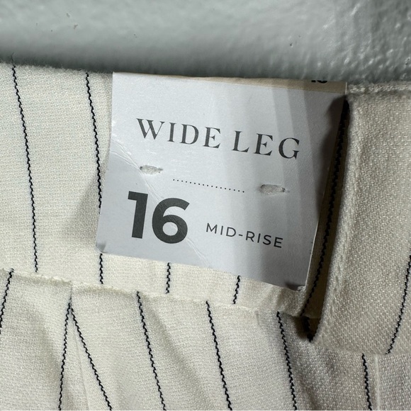 NEW Lane Bryant Wide Leg Linen Blend Trouser Pants Women's 16 Cream Stripes - Picture 7 of 10